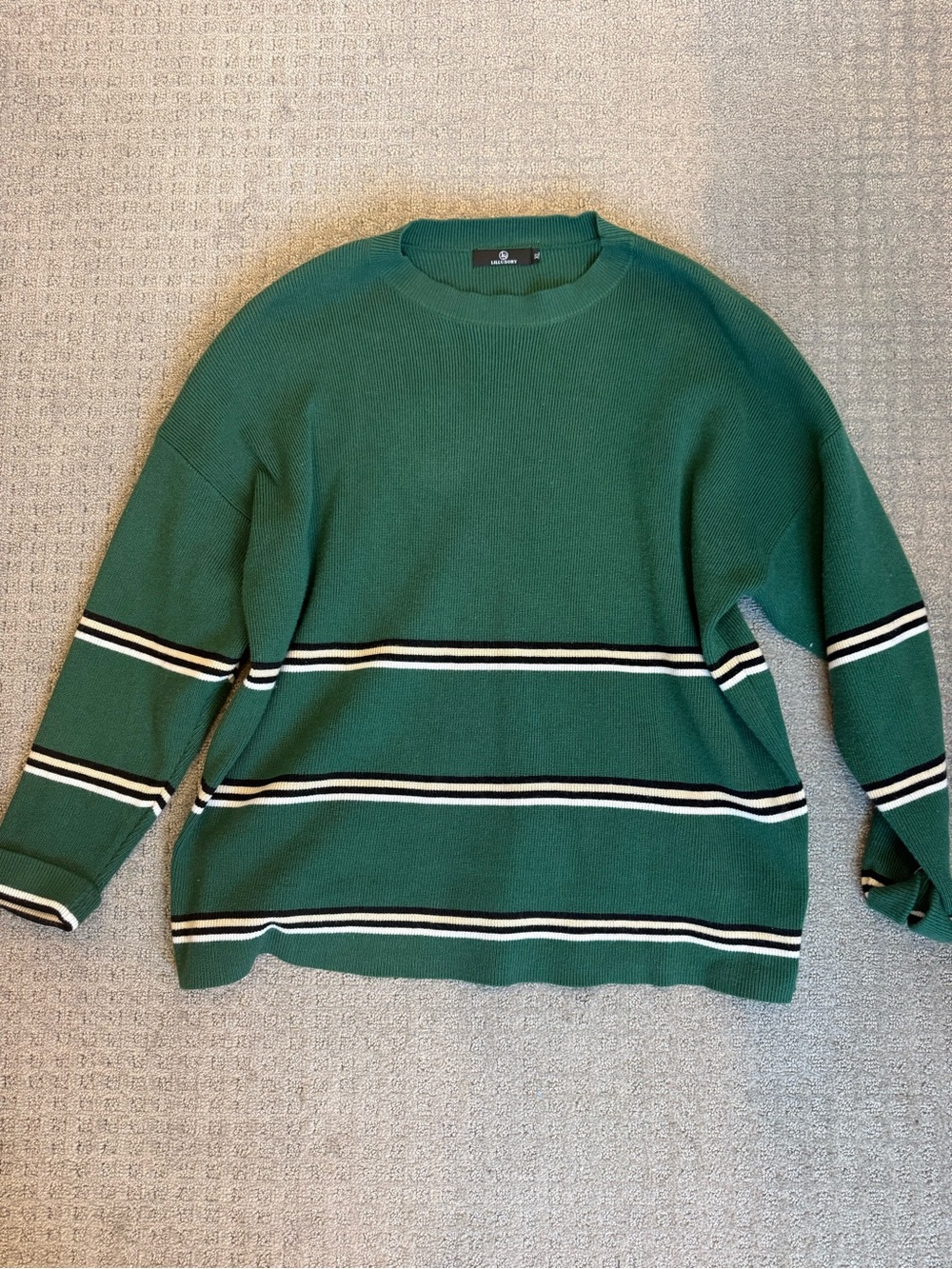 Relaxed Green Crewneck Sweater + Matching Pants with Stripe Detail